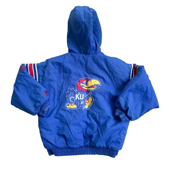 Vtg 1990s Pro Player University of Kansas Jayhawks Coat Reversible Youth 10-12 - Picture 2 of 13